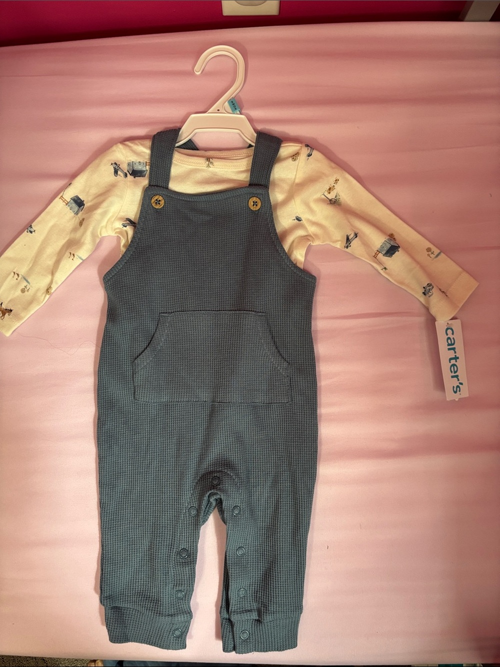 Carter's Dusty Blue Knit Suspender Overalls for Baby